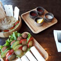 Falafel and hummus at Manipura Ethic Cafe & Bar in Baku