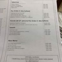 Menu 2/2 at Manipura Ethic Cafe & Bar in Baku