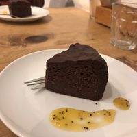 Rich chocolate cake (very yum) at Natural Harmony Coa in Yokohama