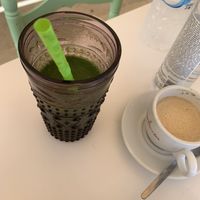 green smoothie and cappuccino   at Thai Me up in Ios