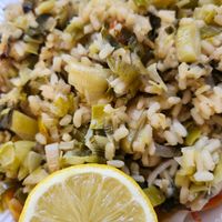 Leek and rice at Oikeio in Athens