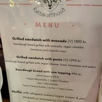 Menu  at Kattakaffihusid in Reykjavik