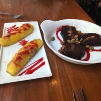 Plantains and Chocolate Cake with Pistachios at Mayahuel in Sacramento