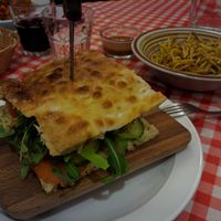 Burger and fries, Italian style at Vegan Italy in Tallinn