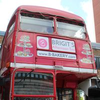 The adorable bus we got on for our afternoon tea tour   at Brigit's Bakery in London