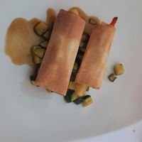 Pasta fillo con formaggio vegano e verdure at La Luce in Vicenza