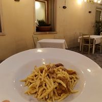 Pasta con finferli at La Luce in Vicenza
