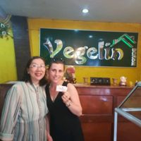 the owner (Lin) on the left at VegeLin in Santa Cruz
