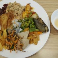 Have white rice and about 15 dishes along! at Chay Moc Mien in Hanoi