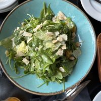 Green salad with arugula, baby spinach, orange and pistachio   at Korova in Athens