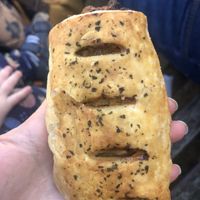 Vegan sausage roll at The Black Olive Delicatessen in Southwold