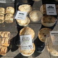 Pie and Vegan sausage roll selection at The Black Olive Delicatessen in Southwold