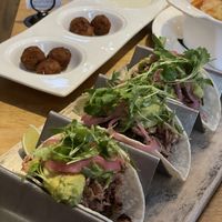 Jackfruit tacos and crab cakes at Blossom Restaurant on Columbus in New York City
