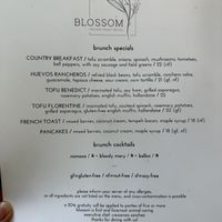 Brunch Menu  at Blossom Restaurant on Columbus in New York City