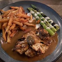 Cauliflower steak au poivre with morels  at Blossom Restaurant on Columbus in New York City