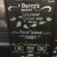 Sign outside  at Darcy's in Belfast