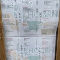 The menu  at De Eekhoorn in Rotterdam