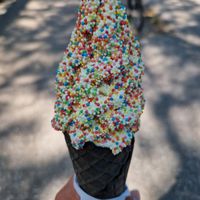 Vegan softijs, oubliehoorn met discodip at De Eekhoorn in Rotterdam