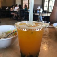 Passion fruit juice with boba at Pho Empire in Irving