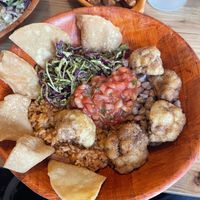 Cauliflower bowl (and sweet potato fries) 🔥  at Owl Sprit in Port Townsend