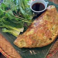 Bánh Xèo – Turmeric Crêpe
Organic tofu and Shiitake mushroom with mung bean, bean sprouts folded into a crisp rice flour, coconut milk, turmeric crêpe, etc. at Anh and Chi in Vancouver