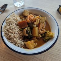 Tofu massaman curry with rice at Rawdish in Luxembourg City