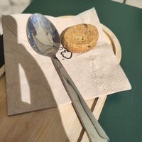 Cute biscuit with our drinks at Rawdish in Luxembourg City