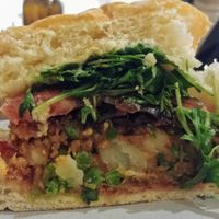 What's on the inside (burger)  at Muharam Cafe in Hawthorn