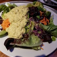 Vegan "egg" salad (tofu), lettuce, radish sprouts (yum!!!), carrots, cranberries, broccoli, edamame, snow peas... at Tibits - Seefeldstrasse in Zurich