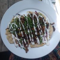 Vegan oyster Mushroom Shawarma Flatbread 💚 at Love Shack in East London