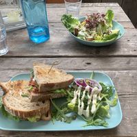 BLT and Tempeh Caesar salad  at Love Shack in East London