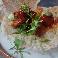 An amazing gcochiujung tofu starter at Love Shack in East London