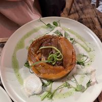 Pear, blue cheese, walnut tart tatin  at Love Shack in East London