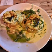 Tofu eggs Benedict from the weekend brunch menu  at Love Shack in East London