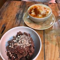The chocolate… whatever it was (unreal) and the panna cotta   at Love Shack in East London