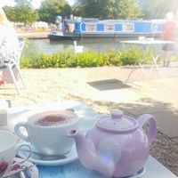 Tea with oat milk at Teashop By The Canal in Newbury
