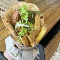 Vegan burger pita wrap  at The Olive Street Food  in Bruges