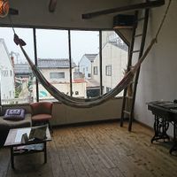 Upper floor hammock at Green's Baby in Matsue