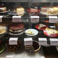 Home made cakes and sweets, some of them vegan. at Ananda Bakery in Sofia