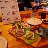 Hand rolled sushi ready to be rolled and eaten at Gonpachi - Harajuku in Tokyo