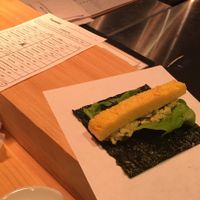 Omelette and nori handroll and the ordering form at Gonpachi - Harajuku in Tokyo