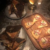 Impossible sandwiches and hummus bites  at Library Bar in Los Angeles