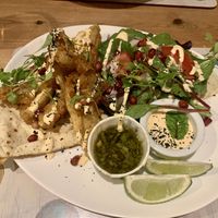 Blossom banana on pita bread  at The Globe Inn in Lostwithiel