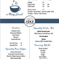 menu at Milky Way Cafe at The Meeting Grounds in Terre Haute