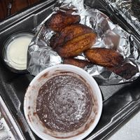 Some sort of delish bean dip w the platanos  at Mayan Kitchen in Chattanooga