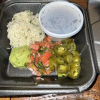 Sides with the veggie fajitas (note: rice was extra, doesn’t come with it by default)  at Mayan Kitchen in Chattanooga