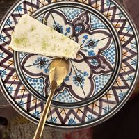 Pistacio lime raw cake super good  at Let's Be in Tamraght