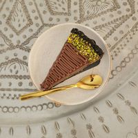 Vegan chocolate pistachio slice at Let's Be in Tamraght