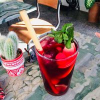 Iced tea with fruits at Let's Be in Tamraght