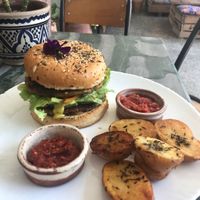 Vegan burger  at Let's Be in Tamraght